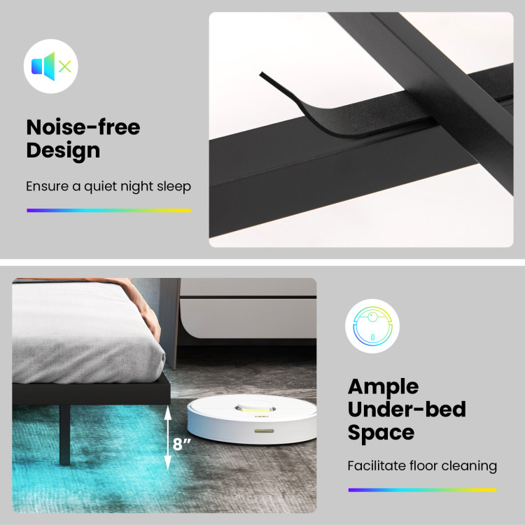 Full/Queen Size Floating Bed Frame with LED and Headboard and Charging Station - Image 9