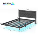 Full/Queen Size Floating Bed Frame with LED and Headboard and Charging Station - Image 4