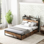 Full/Queen Bed Frame with 2 Storage Drawers and Charging Stationn - Image 3