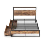 Full/Queen Bed Frame with 2 Storage Drawers and Charging Stationn