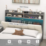 Full Size Bed Frame with Storage Modern Platform Bed with Headboard - Image 10