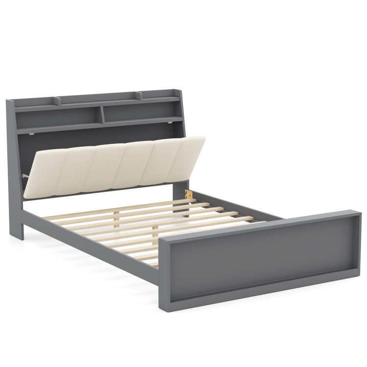 FullSize_Bed_Frame_with_Storage_Headboard_gr-3.jpg Full Size Bed Frame with Storage Modern Platform Bed with Headboard - Image 1