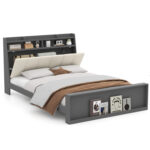 Full Size Bed Frame with Storage Modern Platform Bed with Headboard - Image 4