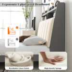 Full Size Bed Frame with Storage Modern Platform Bed with Headboard - Image 7