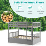 Full over Full Bunk Bed Platform Wood Bed with Ladder - Image 5