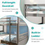 Full over Full Bunk Bed Platform Wood Bed with Ladder - Image 6