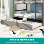 Full over Full Bunk Bed Platform Wood Bed with Ladder - Image 7