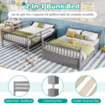 Full over Full Bunk Bed Platform Wood Bed with Ladder - Image 8