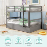 Full over Full Bunk Bed Platform Wood Bed with Ladder - Image 9