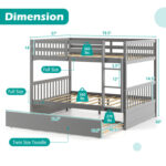 Full over Full Bunk Bed Platform Wood Bed with Ladder - Image 4