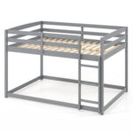 Full Over Full Bunk Bed with Integrated Ladder and Safety Guardrails Solid Wood