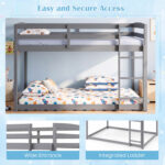 Full Over Full Bunk Bed with Integrated Ladder and Safety Guardrails Solid Wood - Image 9