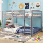 Full Over Full Bunk Bed with Integrated Ladder and Safety Guardrails Solid Wood - Image 2