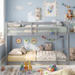 Full Over Full Bunk Bed with Integrated Ladder and Safety Guardrails Solid Wood - Image 3