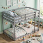 Full Over Full Bunk Bed with Integrated Ladder and Safety Guardrails Solid Wood - Image 5
