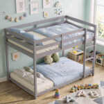 Full Over Full Bunk Bed with Integrated Ladder and Safety Guardrails Solid Wood - Image 6