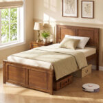 Full/Queen/Twin Size Wooden Bed Frame with Headboard - Image 2