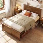 Full/Queen/Twin Size Wooden Bed Frame with Headboard - Image 6