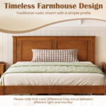Full/Queen/Twin Size Bed Frame Farmhouse Wooden Platform Bed with Headboard - Image 10