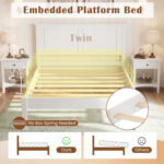 Full/Queen/Twin Size Bed Frame Farmhouse Wooden Platform Bed with Headboard White - Image 8