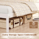 Full/Queen/Twin Size Bed Frame Farmhouse Wooden Platform Bed with Headboard White - Image 9