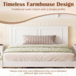 Full/Queen/Twin Size Bed Frame Farmhouse Wooden Platform Bed with Headboard White - Image 10