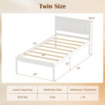 Full/Queen/Twin Size Bed Frame Farmhouse Wooden Platform Bed with Headboard White - Image 4