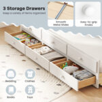 Full Size Bed Frame with Twin Trundle and 3 Storage Drawers for Teens Adults - Image 6