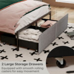 Full/Queen/Twin Size Bed Frame with LED Lights Drawer and Metal Slats - Image 9