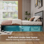 Full/Queen/Twin Size Bed Frame with LED Lights Drawer and Metal Slats - Image 7