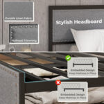 Full/Queen/Twin Size Bed Frame with LED Lights Drawer and Metal Slats - Image 8