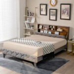 Full/Queen Size Upholstered Bed Frame with Storage Headboard - Image 2