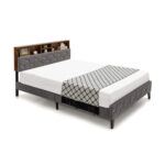 Full/Queen Size Upholstered Bed Frame with Storage Headboard - Image 4