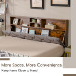 Full/Queen Size Upholstered Bed Frame with Storage Headboard - Image 6