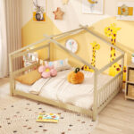 Full Size House Bed Montessori Floor Bed with Headboard - Image 3