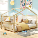 Full Size House Bed Montessori Floor Bed with Headboard - Image 2