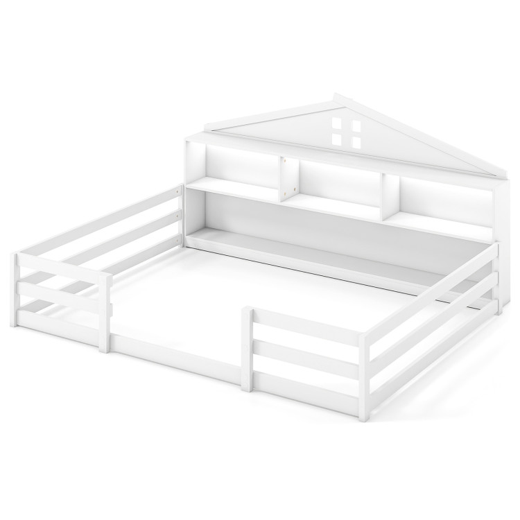Full_Size_Montessori_1763694551082550_956427.jpg Full Size Montessori Floor Bed with Storage Compartments and Shelf - Image 1