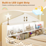 Full Size Montessori Floor Bed with Storage Compartments and Shelf - Image 7