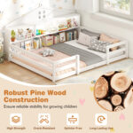 Full Size Montessori Floor Bed with Storage Compartments and Shelf - Image 8