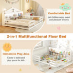 Full Size Montessori Floor Bed with Storage Compartments and Shelf - Image 9