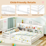 Full Size Montessori Floor Bed with Storage Compartments and Shelf - Image 10