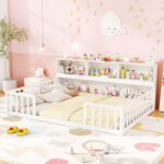 Full Size Montessori Floor Bed with Bookcase - Image 2