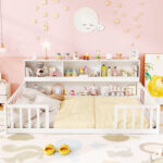 Full Size Montessori Floor Bed with Bookcase - Image 3