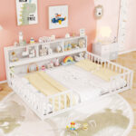 Full Size Montessori Floor Bed with Bookcase - Image 8