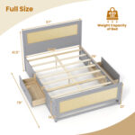 Full Size Rattan Bed Frame with Storage Drawers - Image 4