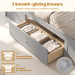 Full Size Rattan Bed Frame with Storage Drawers - Image 8