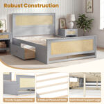 Full Size Rattan Bed Frame with Storage Drawers - Image 9