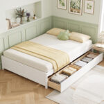 Full Size Wooden Bed Frame with 2 Rolling Storage Drawers - Image 6