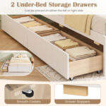 Full Size Wooden Bed Frame with 2 Rolling Storage Drawers - Image 7