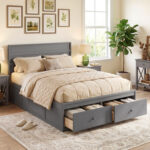 Full Size Wooden Platform Bed Frame with Storage Drawers - Image 2